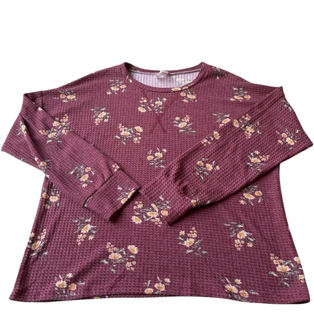 7th Ray Floral Burgundy Sweater